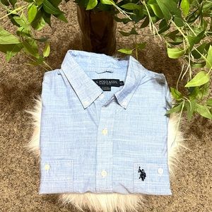U.S. Polo Assn. light blue button down the front shirt, size XL